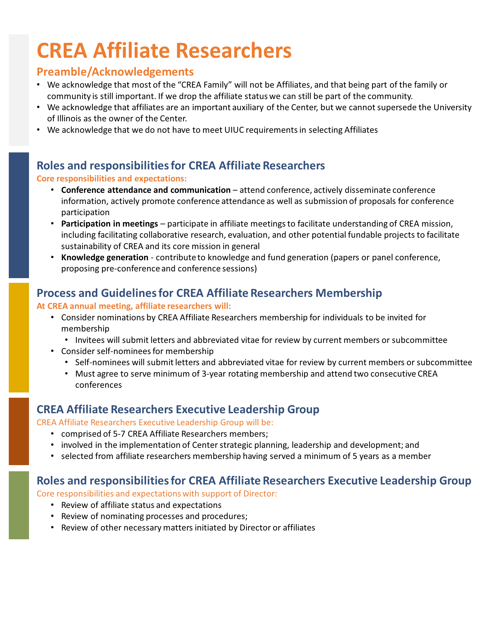 Affiliates Page Requirements